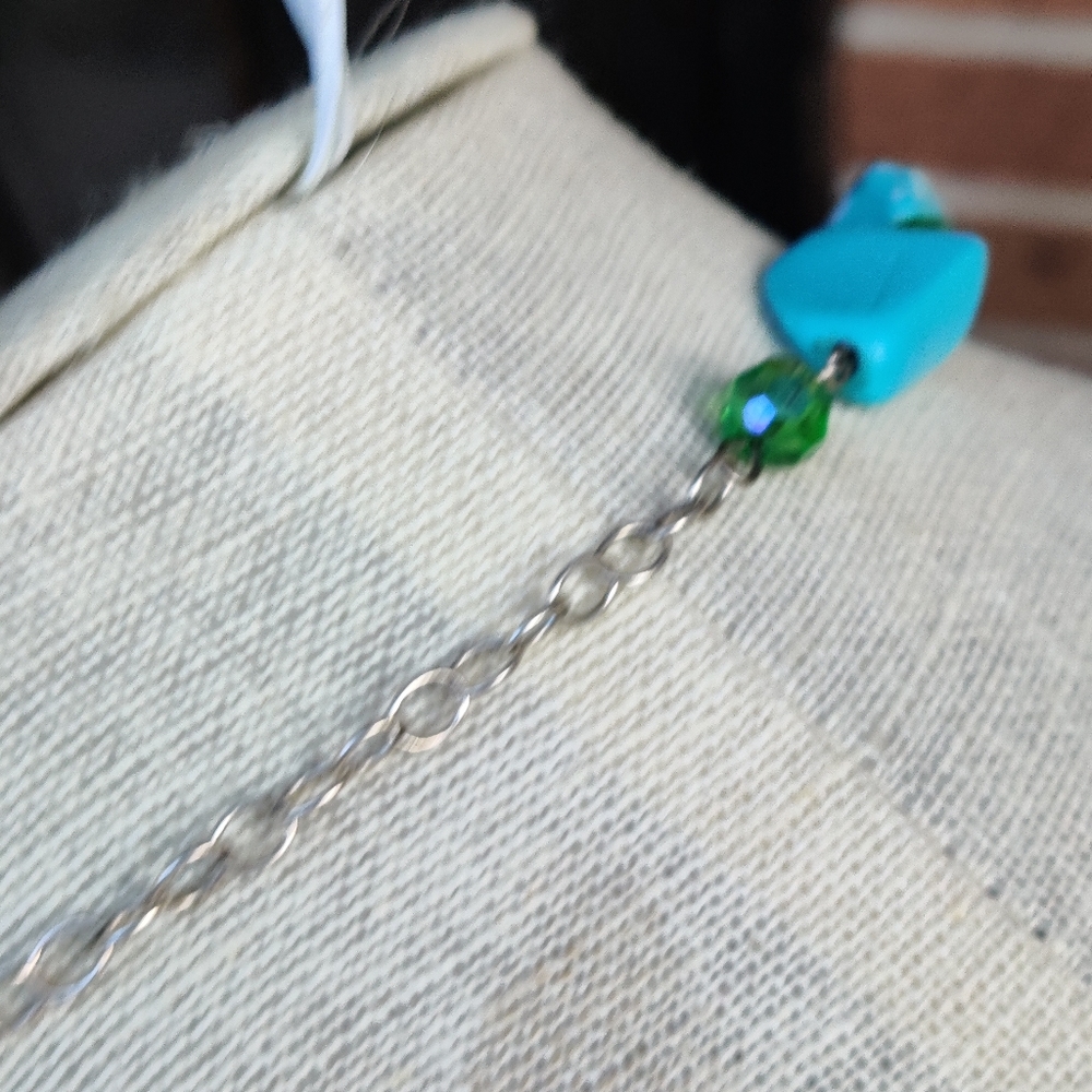 Sterling silver turquoise and crystal necklace - Picture 7 of 8